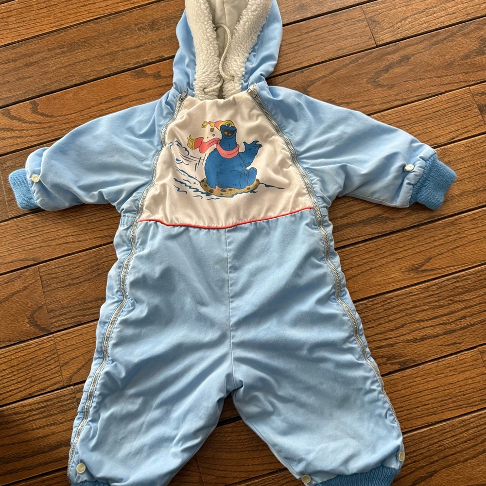 Sesame Street Quilted Baby Snowsuit in Light Blue